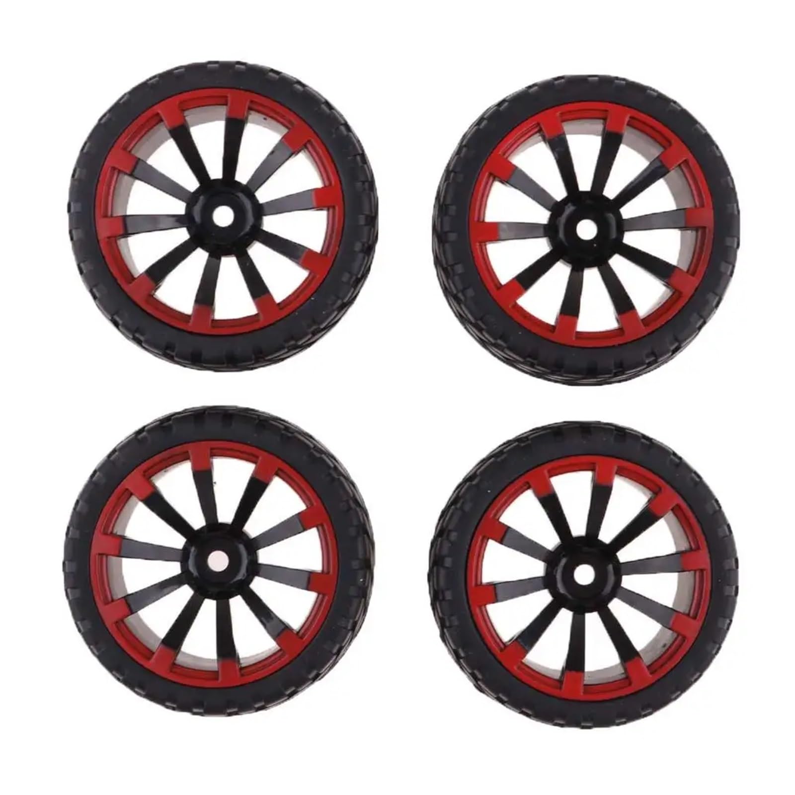 para HSP para HPI para Racing 1/10 Neumáticos Llanta Goma 12mm Hexagonal Rojo Negro 65mm Ancho Conjunto RC Coche Vehículos Todoterreno Camiones sobre Orugas RC Coche NeumáTico Piezas