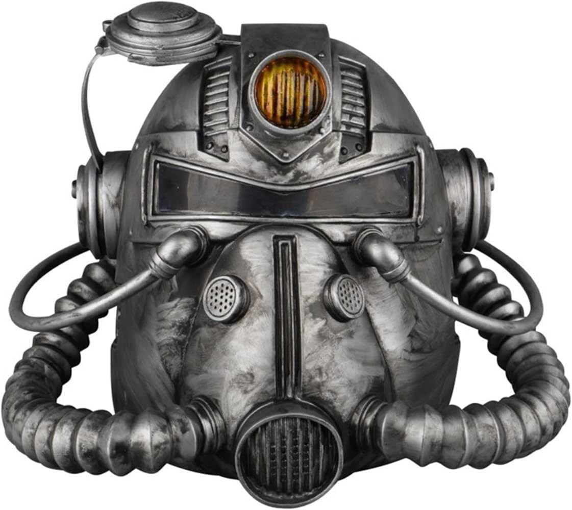 bdzxvhme T-51 Power Armor Cosplay Helmet Soft PVC Full Head for Halloween Cosplay Costume Prop Standard Silver