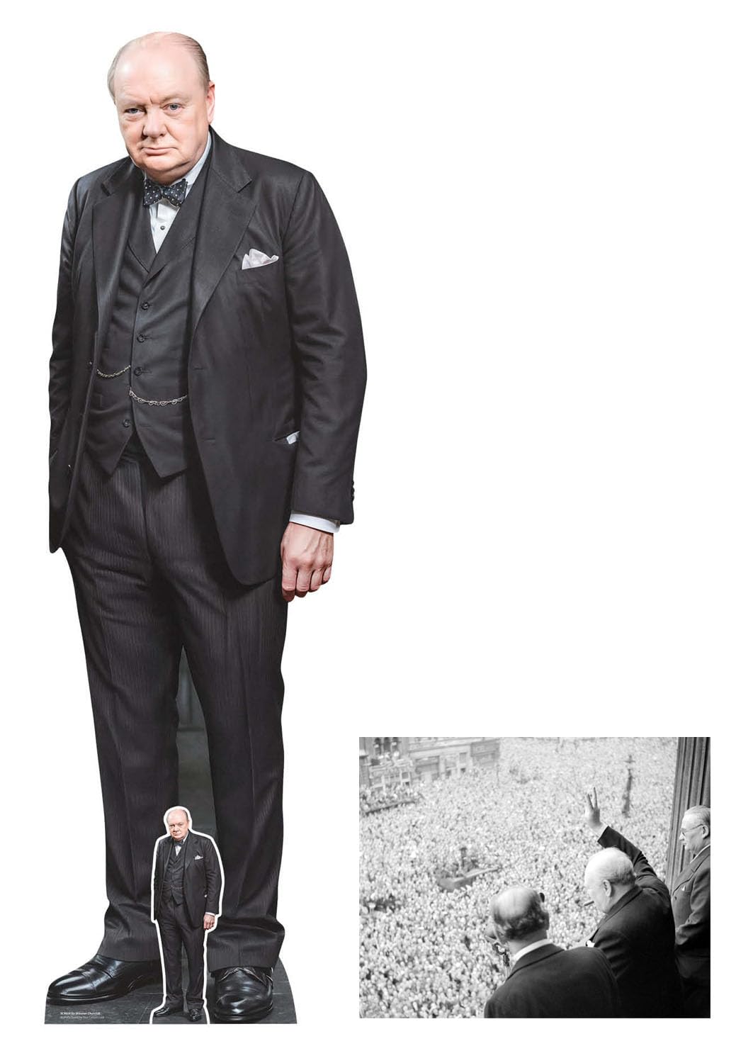 Sir Winston Churchill Cardboard Cutout 169cm with Free Mini Standee VE Day Theme