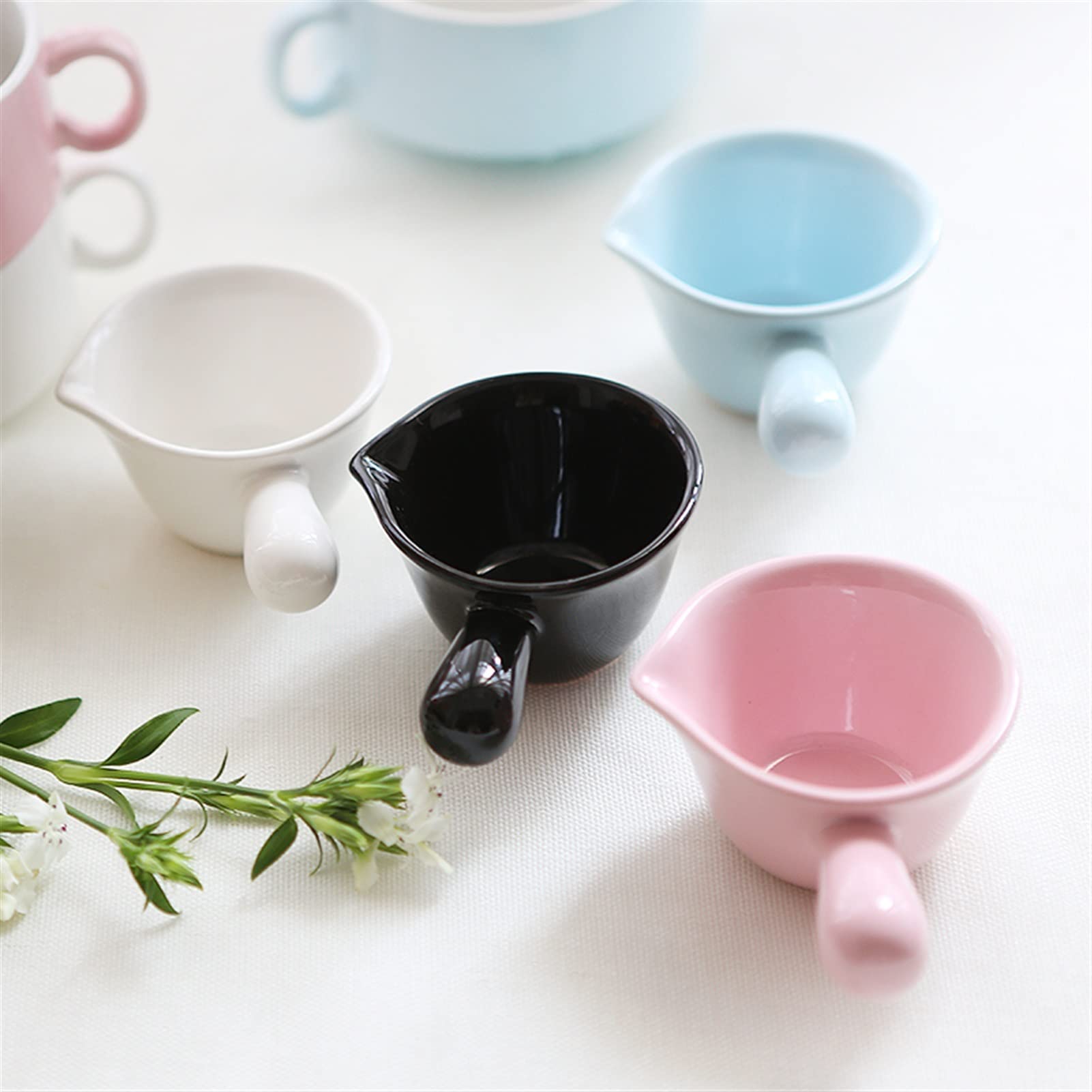 Pichet à Mousse de Lait en Chine, pichet à Lait de 85 ML, en Porcelaine Pastorale Britannique, pichet à café en céramique, Tasse à Expresso (A) (A)