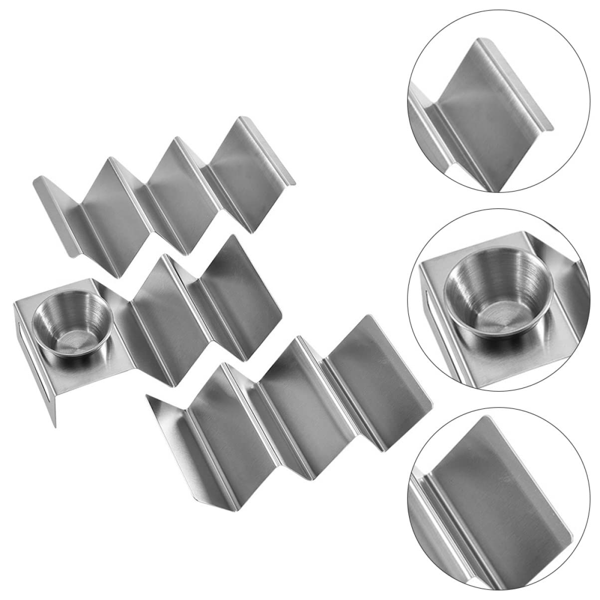 GRIRIW 3pcs Stainless Steel Pancake Rack Taco Rack Holder Street Taco Holders Crepes Serving Holder Single Taco Holder Taco Stand Holder Taco Truck Tray Mexican Corn Stand up Tacos Silver