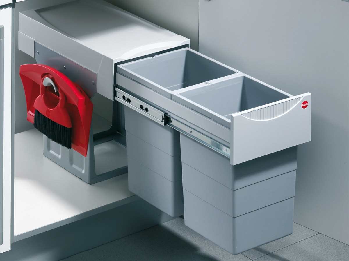 Hailo 3666801 Pattumiera Ta Swing 40.2/30 Plus da 400 mm di Larghezza per armadi con Ante battenti, Plastica, Grigio, 48.2 x 30.2 x 40 cm