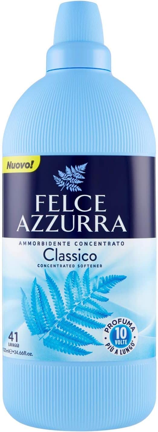 6 X Felce Azzurra – Ammorbidente Concentrato Classico – Profumo inconfondibile – 41 lavaggi – 1025 ml + Beni Culinari Portachiavi gratuito