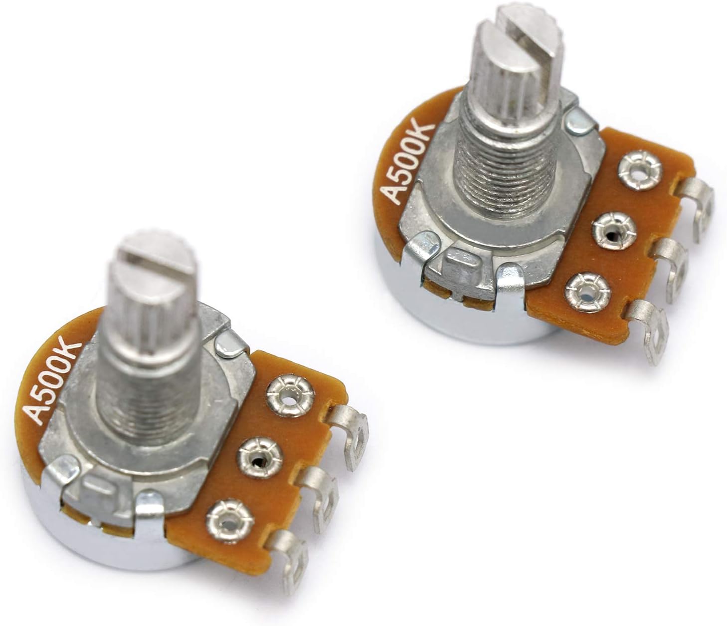 Metallor Mini Alpha Pots Log A500k Volume Audio Potentiometer Electronics for Electric Guitar or Bass Guitar. (Mini A500k)