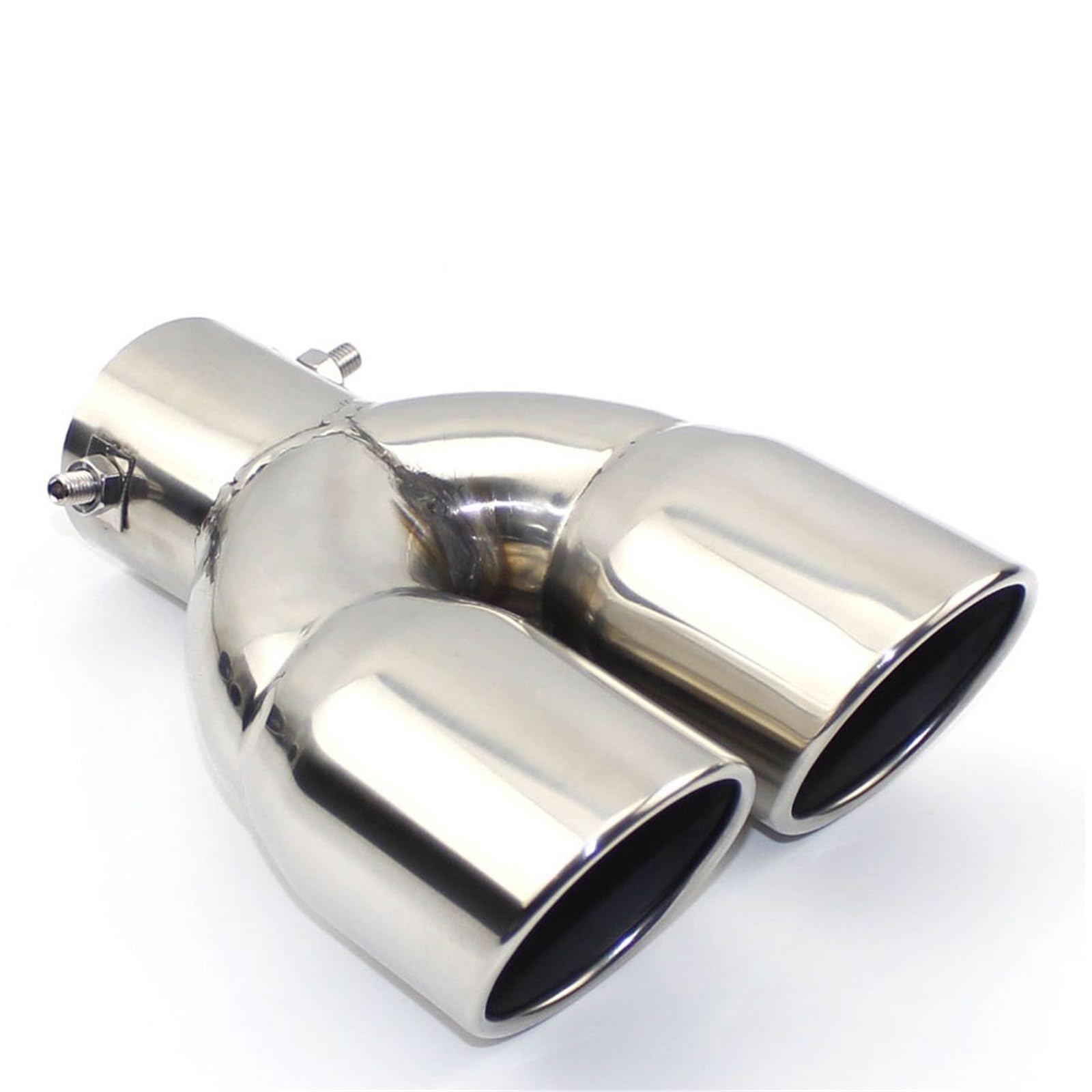 Tłumik wydechu Uniwersalny tłumik wydechowy ze stali nierdzewnej do samochodu, końcówka rury wydechowej, jedna zmiana, dwie podwójne, 60 mm, 75(WHITE)