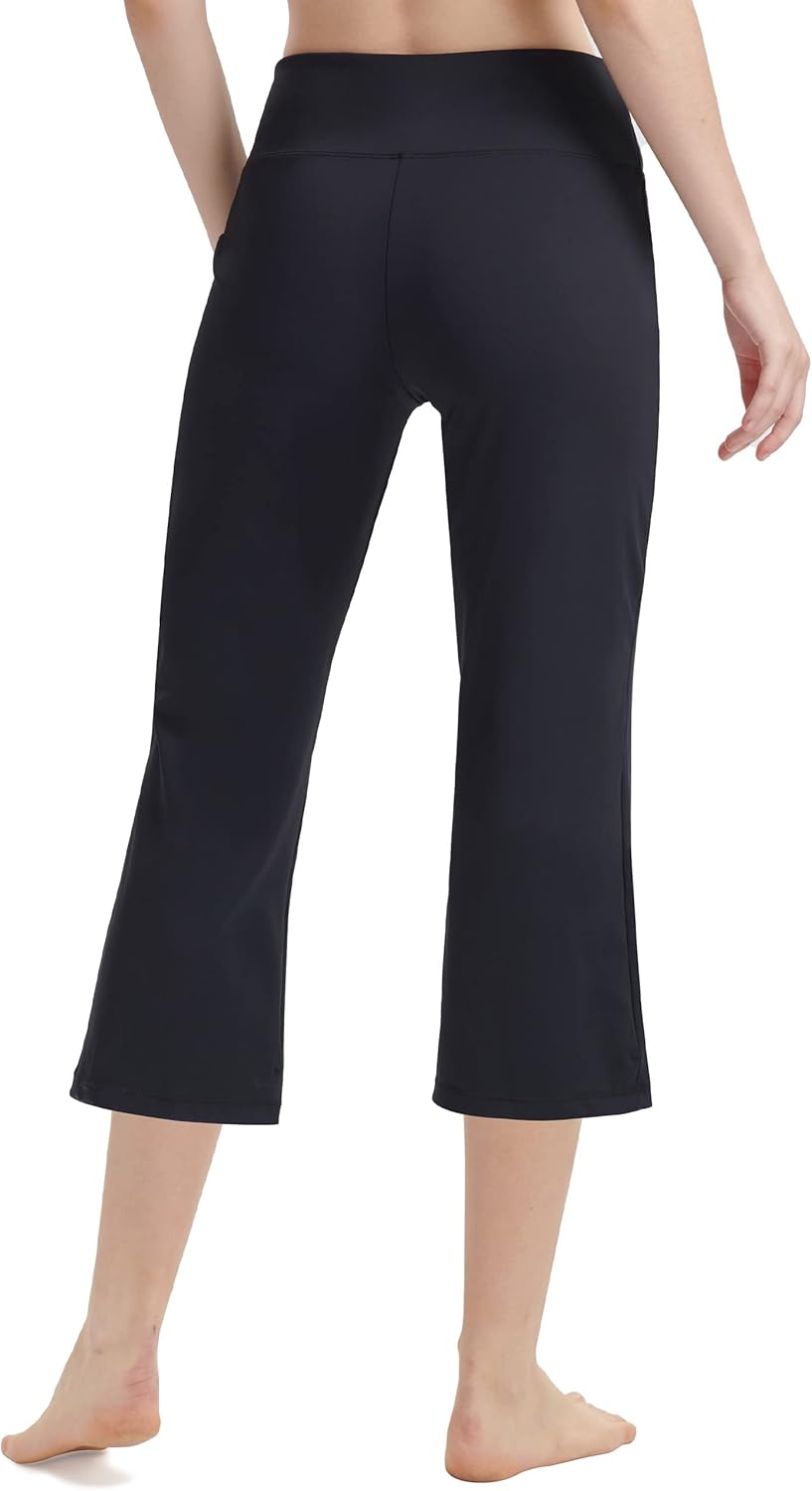 Zeronic Women's Yoga Capri Pants with Pockets Flare Workout Lounge Bootleg Leggings Bootcut Crop Exercise Pants - Image 4