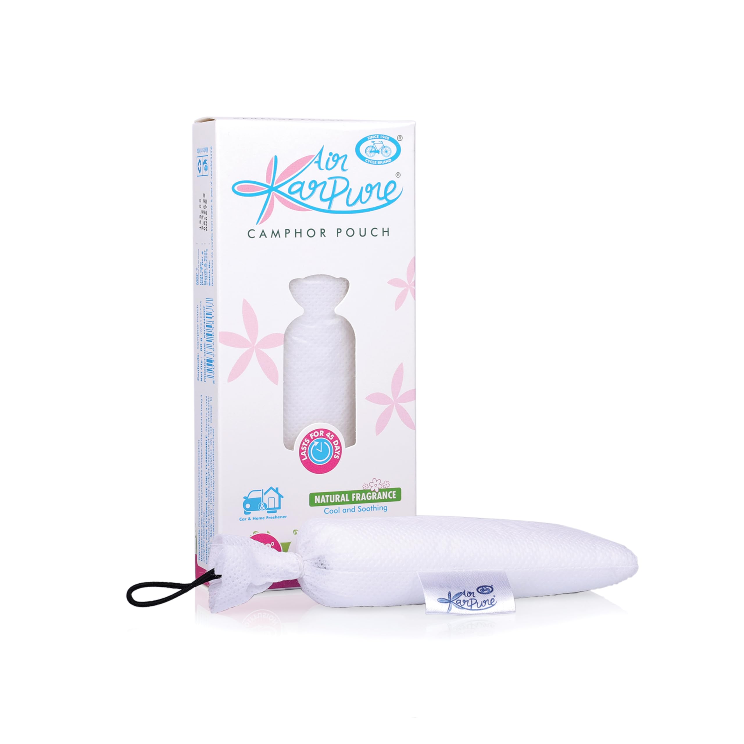 Cycle Karpure Camphor Pouch combo - Lavender & Bhimseni Camphor Fragrance | Air Freshener for Home, Offices & Car/last upto 45 days/Pack of 2 l 60 gm per pack 1