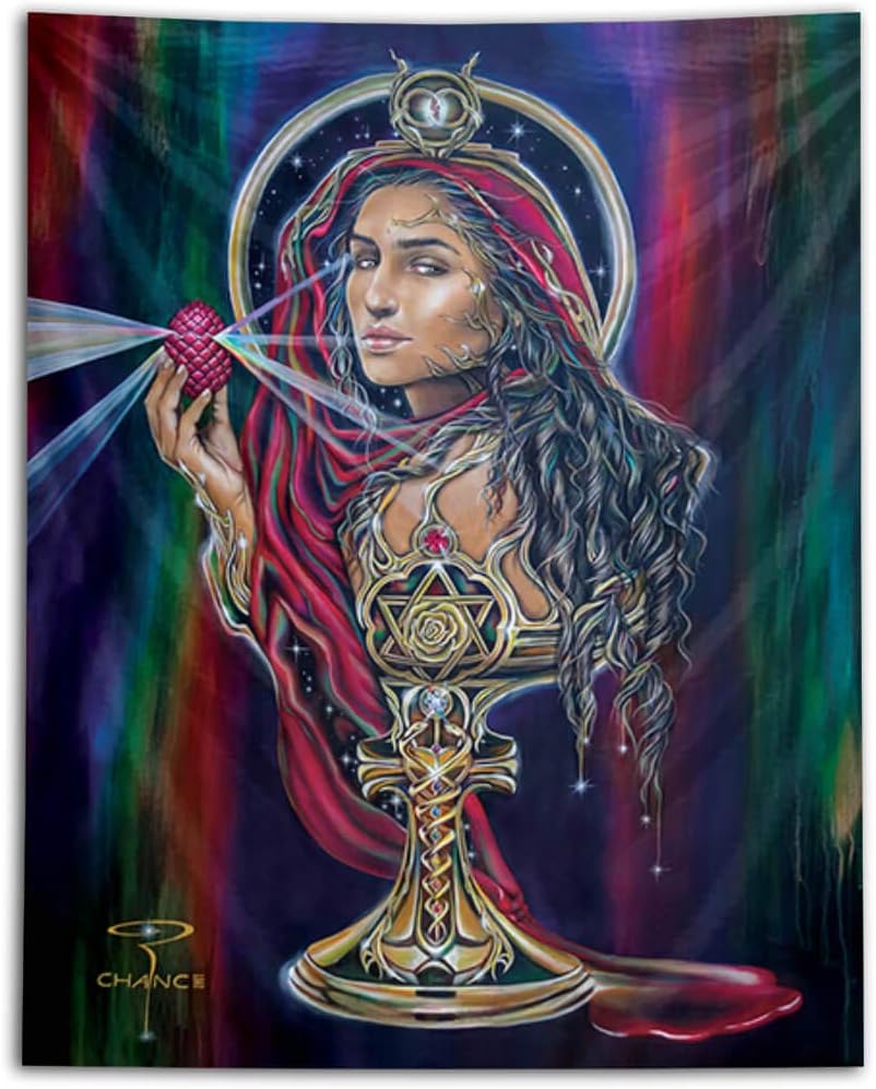 Third Eye Tapestries"Mary Magdalene” Wall Tapestry by Robyn Chance - Psychedelic Art Tapestry - Hanging Modern Art Tapestry (40x50)