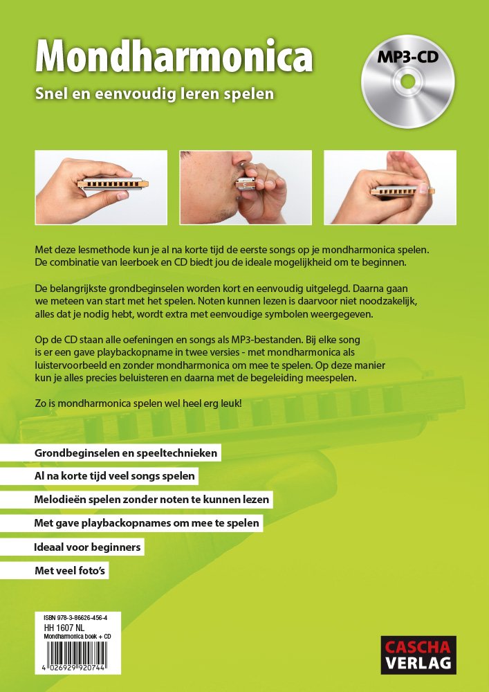 CASCHA Mundharmonika Lern-Set inklusive hochwertiger Harmonika in C-Dur diatonisch, Niederländischer Einsteiger Schule, Case und Pflegetuch, ideal für Anfänger und Erwachsene