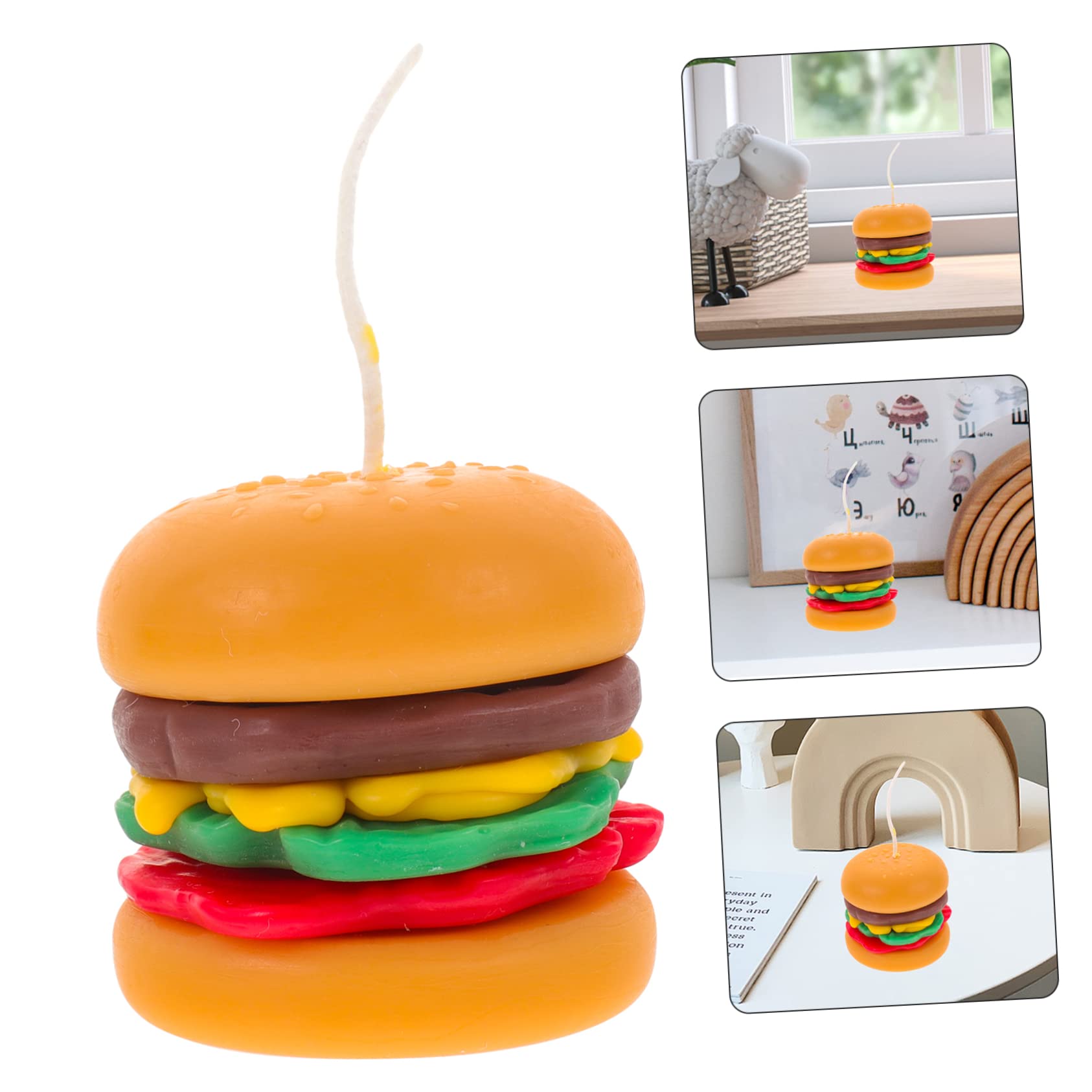 Alipis 2 Stück Mini-Burgerkerzen geformte Kerzen Bequeme Teelichter künstlicher Hamburger küchendekoration Living Room Decoration Duftkerze nach Paraffin Kerzen in Dessertform Mini-Kerze