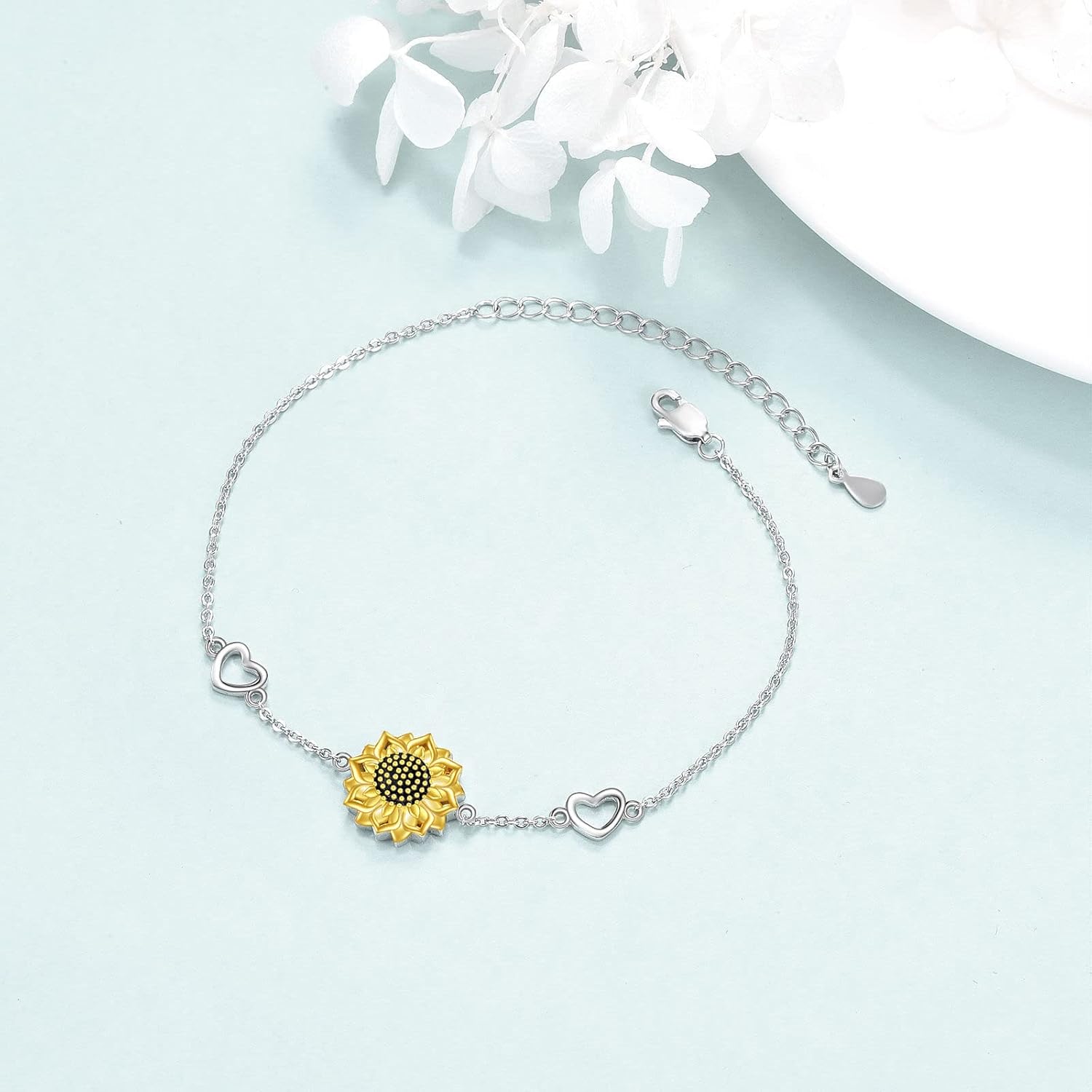 VONALA Compass Urn Bracelet for Ashes Sunflower Urn Bracelet 925 Sterling Silver Cremation Jewelry for Ashes Keepsake Irish Gifts for Men Women