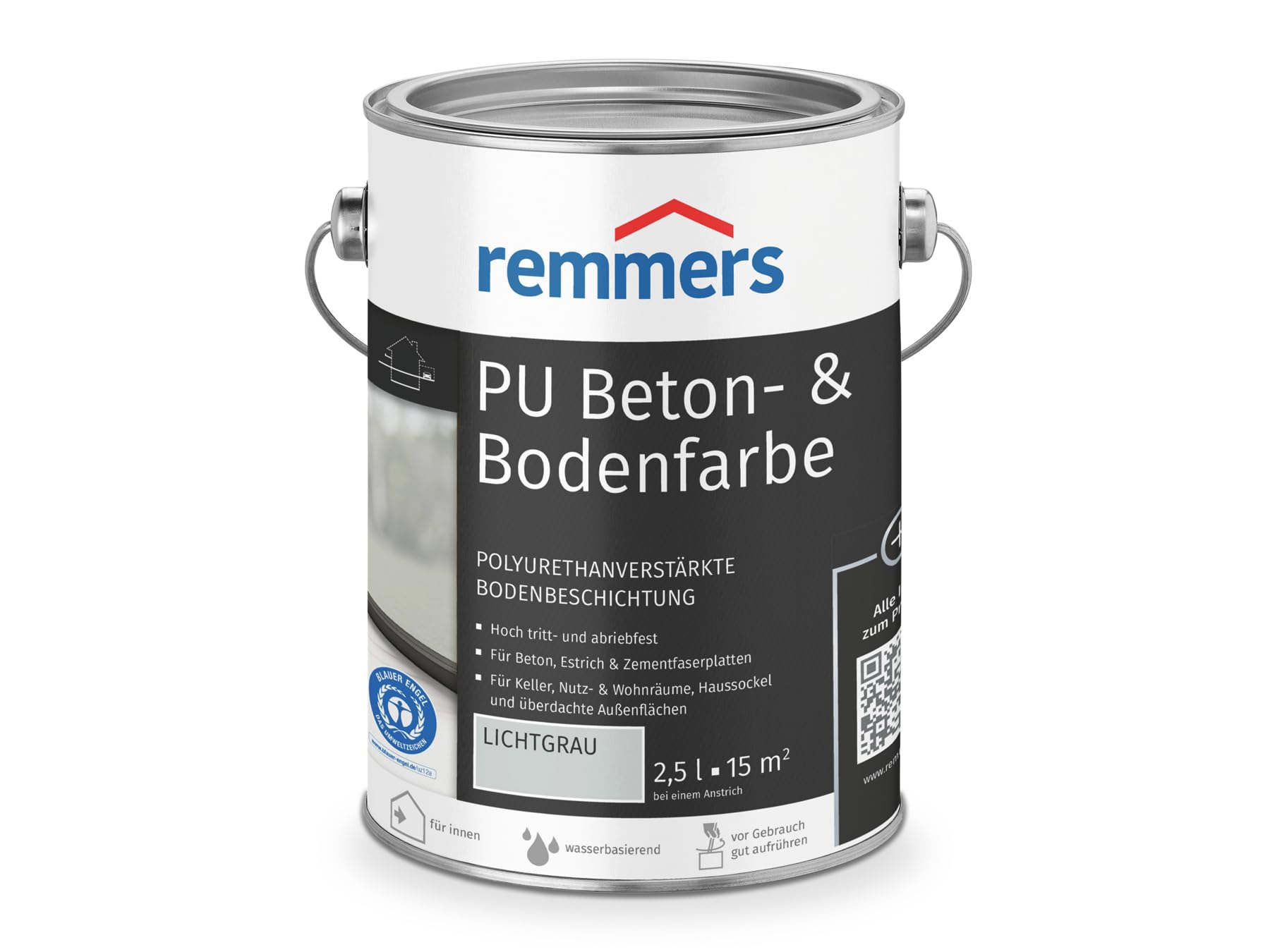 Remmers Jasnoszara PU farba podłogowa 2,5 l, betonowa farba do podłog, sprężysta i odporna na chemikalia