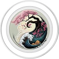 Vista 2 de Yin Yang - Bonsái de flor de cerezo y PopSockets Great Wave MagSafe PopGrip para iPhone