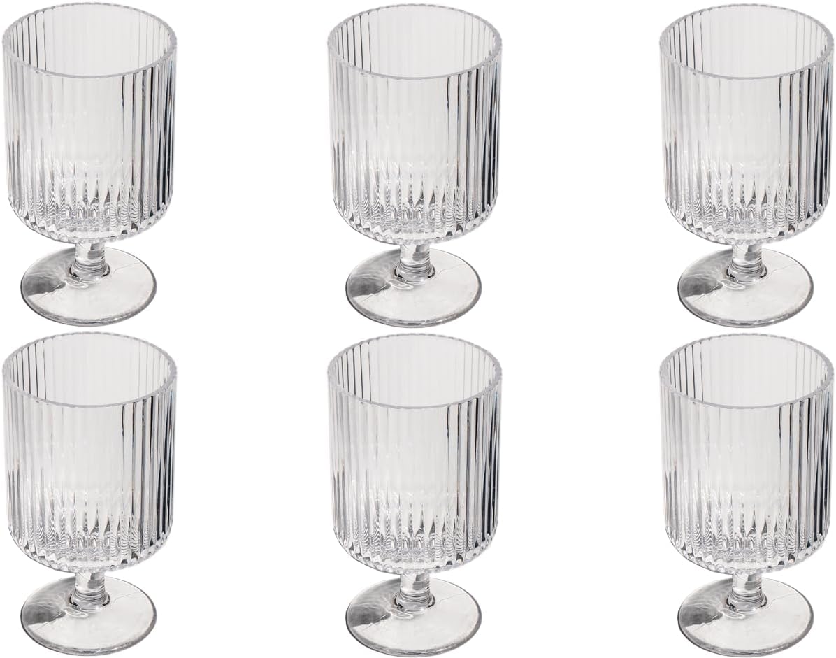 Mesa 10 oz Durable Acrylic Wine Glasses, Shatter-Resistant and Dishwasher-Safe Indoor/Outdoor Drinkware, Glass for Wine, Sangria, and Spritzers - Clear - Set of 6