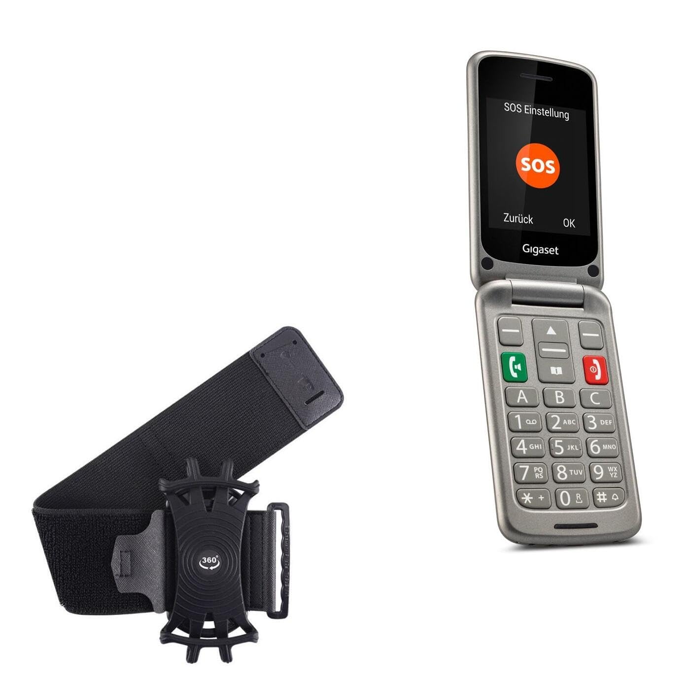 BoxWave Holster Compatible with Gigaset GL590 - ActiveStretch Sport Armband, Adjustable Armband for Workout and Running - Jet Black