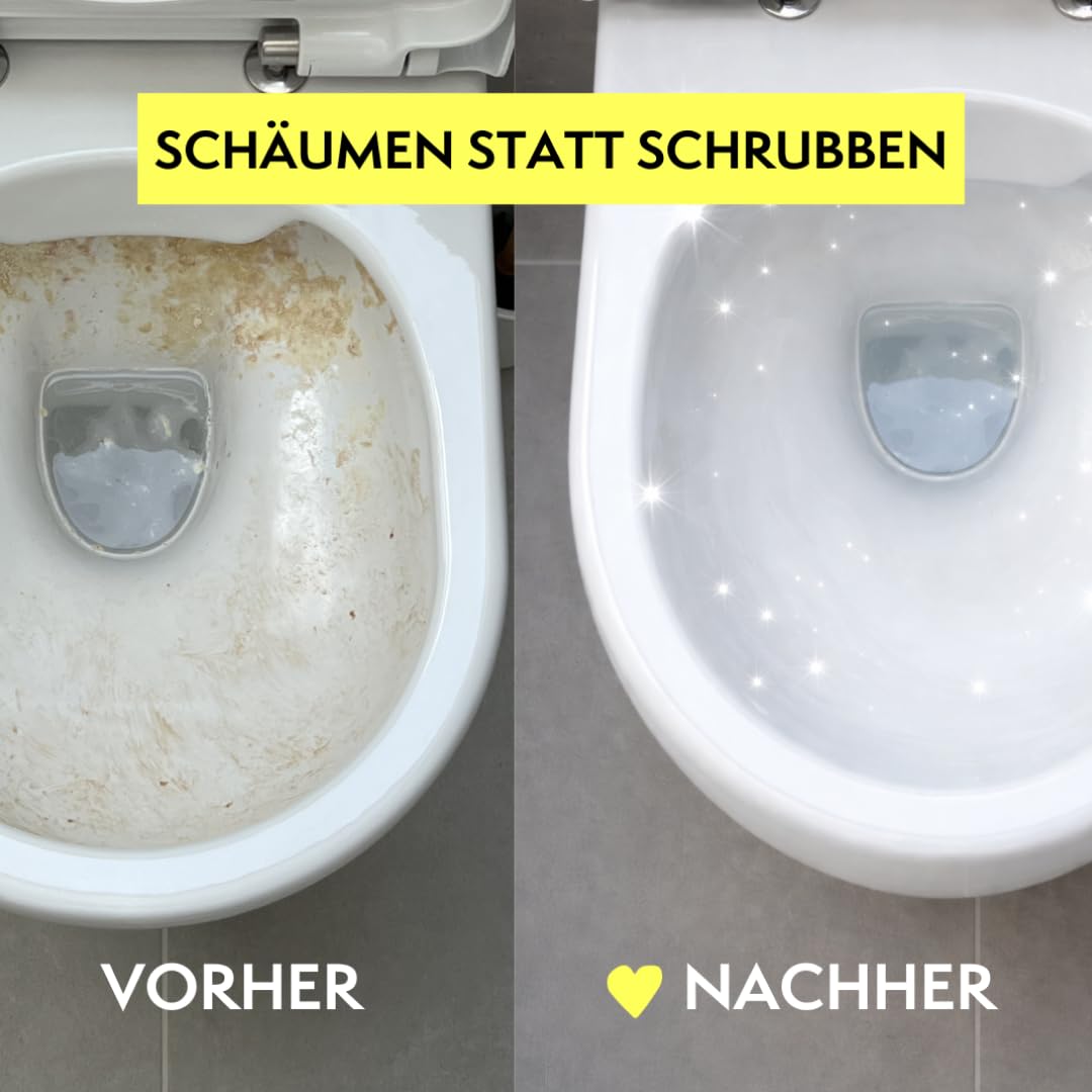everdrop tiefenreinigender WC‑Schaum Pink – 3er‑Set für 9 Andwendungen für gründliche Toilettenreinigung, plastikfrei & vegan, mit natürlichem Duft – entfernt Kalk & Schmutz ohne aggressive Chemie