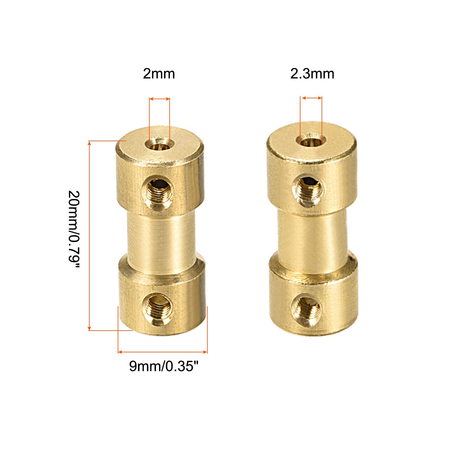Rebower Starre Kupplung Aus Kupfer – 2–2.3 Mm Bohrung, L20 X D9 Mm, Für 3D-Drucker & Modellbau