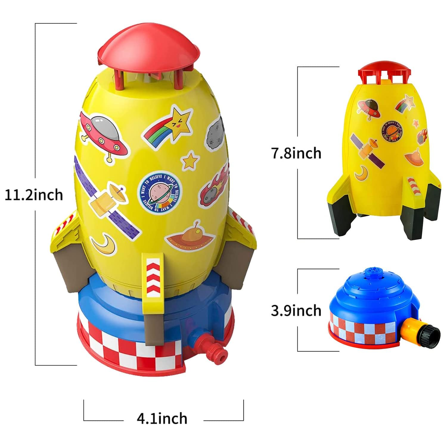 Rocket Wassersprinkler Kinder Outdoor,Water Rocket Sprinkler,Wasserrakete Sprinkler Kinder Spielzeug,Garten Wasserstrahl Rakete,Wasserspielzeug Garten Spielzeug