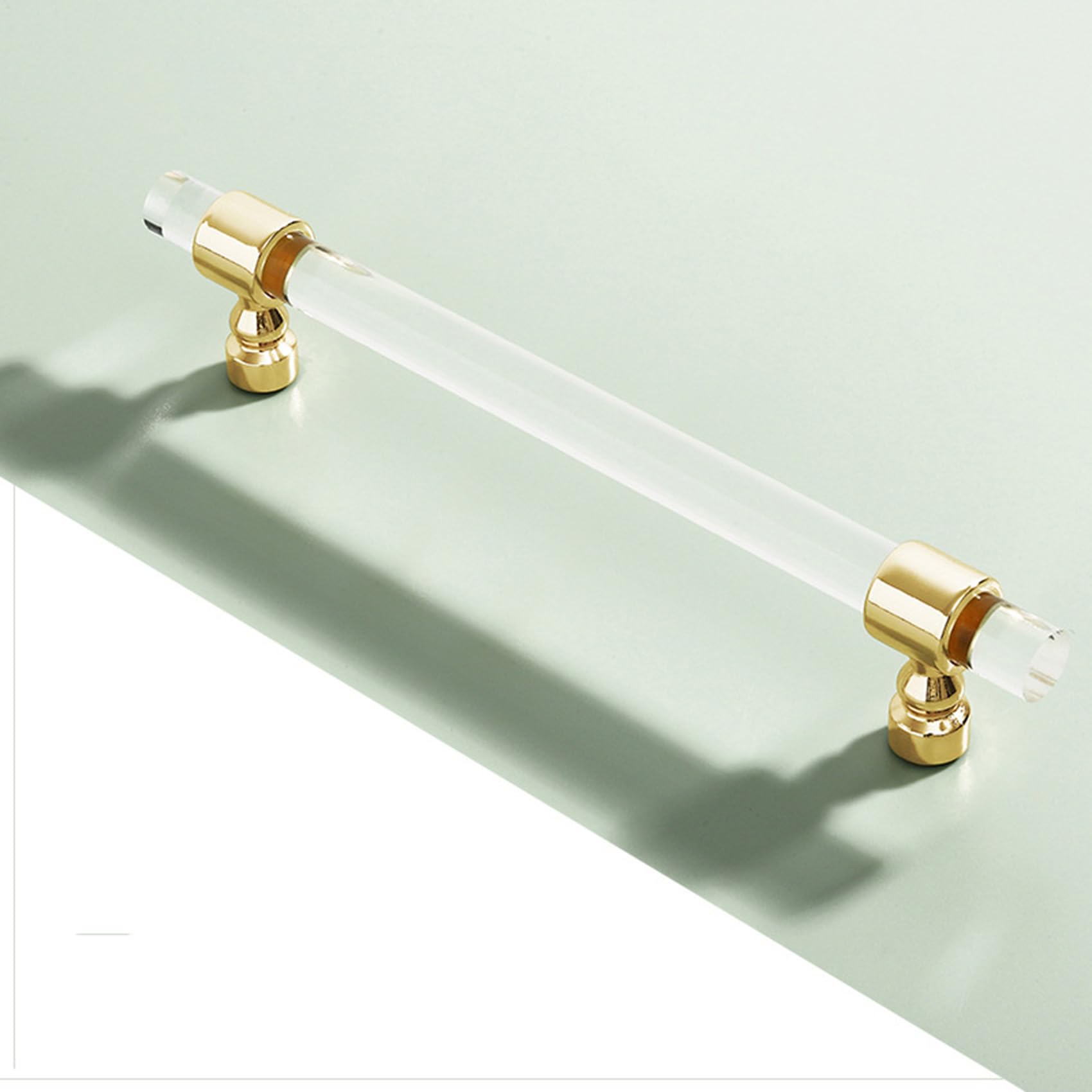 Jmcxsm592 Gold 2 Packs Cupboard Handles Crystal Pulls Cabinet Pulls Transparent Acrylic Handle Drawer Knobs Zinc Alloy,Kitchen Door Levers For Bathroom,Closet,Wardrobe,Dresser (Hole Pitch 320Mm,)