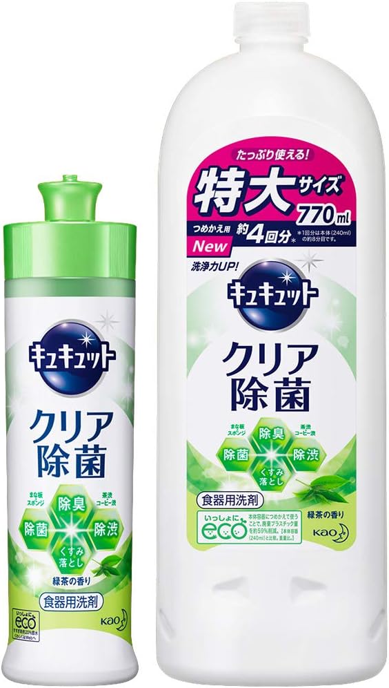 Amazon まとめ買い キュキュット 食器用洗剤 クリア除菌 緑茶の香り 本体 240ml 詰め替え 770ml キュキュット 食器 用洗剤 Amazon まとめ買い キュキュット 食器用洗剤 クリア除菌 緑茶の香り 本体 240ml 詰め替え 770ml キュキュット 食器 用洗剤