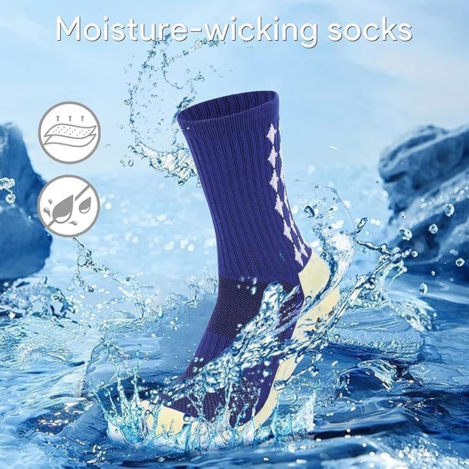 REVATAKG 2 Pair Athletic grip Socks for Men (Black & White) Anti-Slip Rubber Grip & Cotton Material Crew Length Sport Socks 4