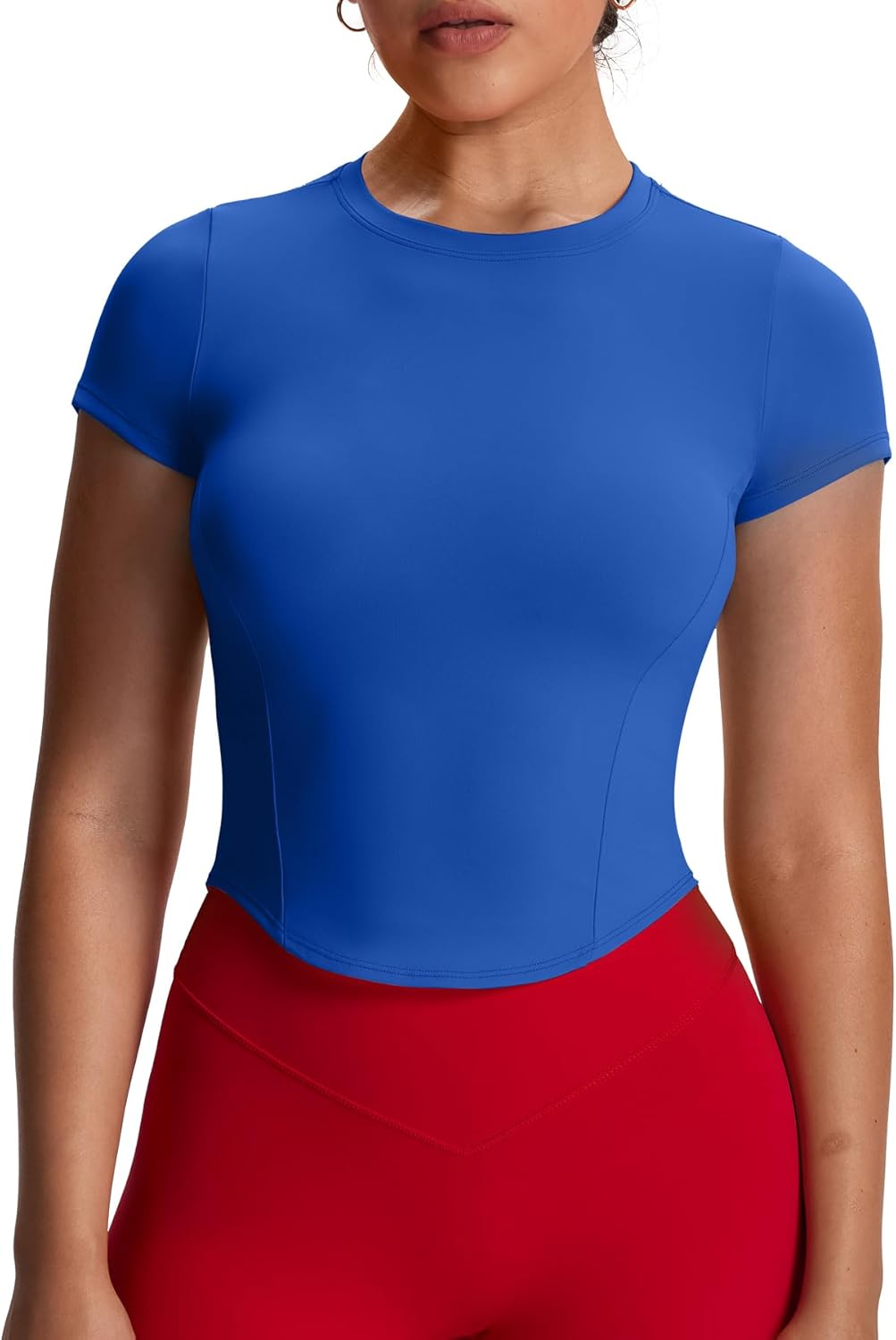 Aoxjox Women's Short Sleeve T-Shirts GEO Baby Tee Workout Gym Yoga Crop Top
