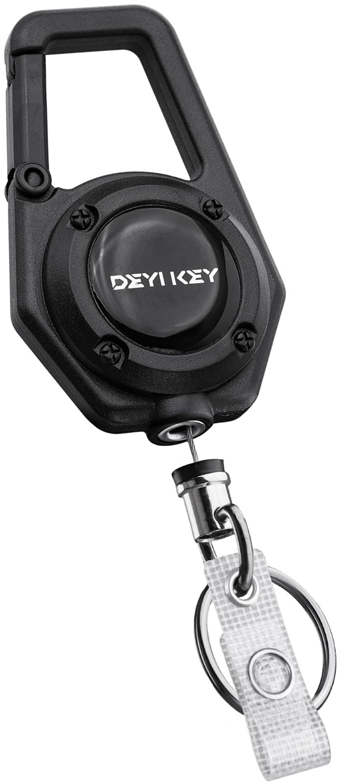 Retractable Keychain, Heavy Duty Carabiner Badge Holder, Tactical ID Badge Reel with 32” Steel Retractable Cord, Weight Capacity 10 oz. with Badge