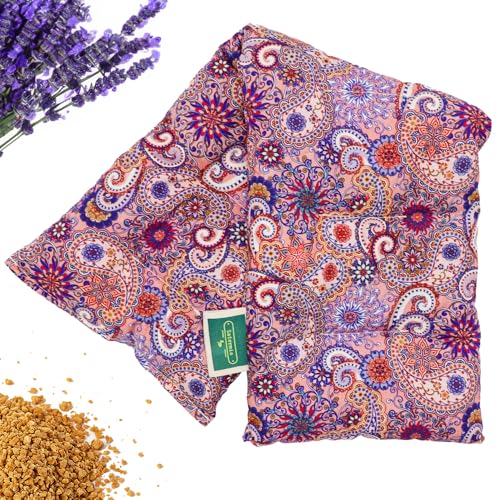 Saco Semillas Microondas - 50x15cm Semillas y Lavanda, 100% Algodón - Saco de Semillas para Microondas - Bolsa térmica Calor y Frío - Estampado Mandala (Mandala Aurora)