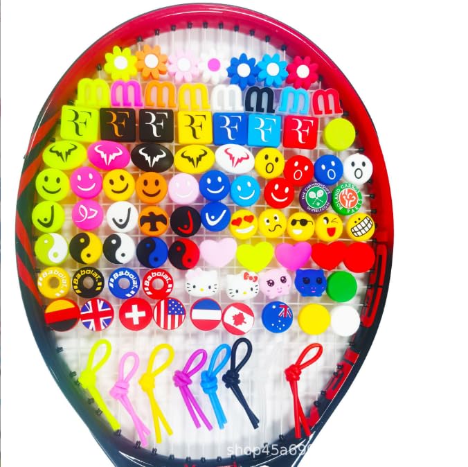 Jinshining Cool Emoji Tennis Racket Vibration Dampener Soft Silicon Racket Dampener Cartoon Shape Tennis Racquet Shock Absorbers Tennis Racket for Racquetball