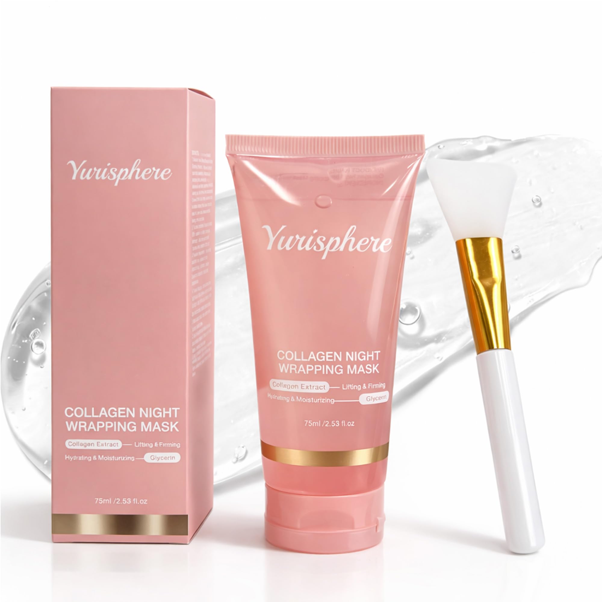 Yurisphere Collagen Overnight Peel Off Face Mask - Real Collagen Wrapping Mask for Glass Skin - Deep Hydration, Elasticity & Pore Care - Skincare for