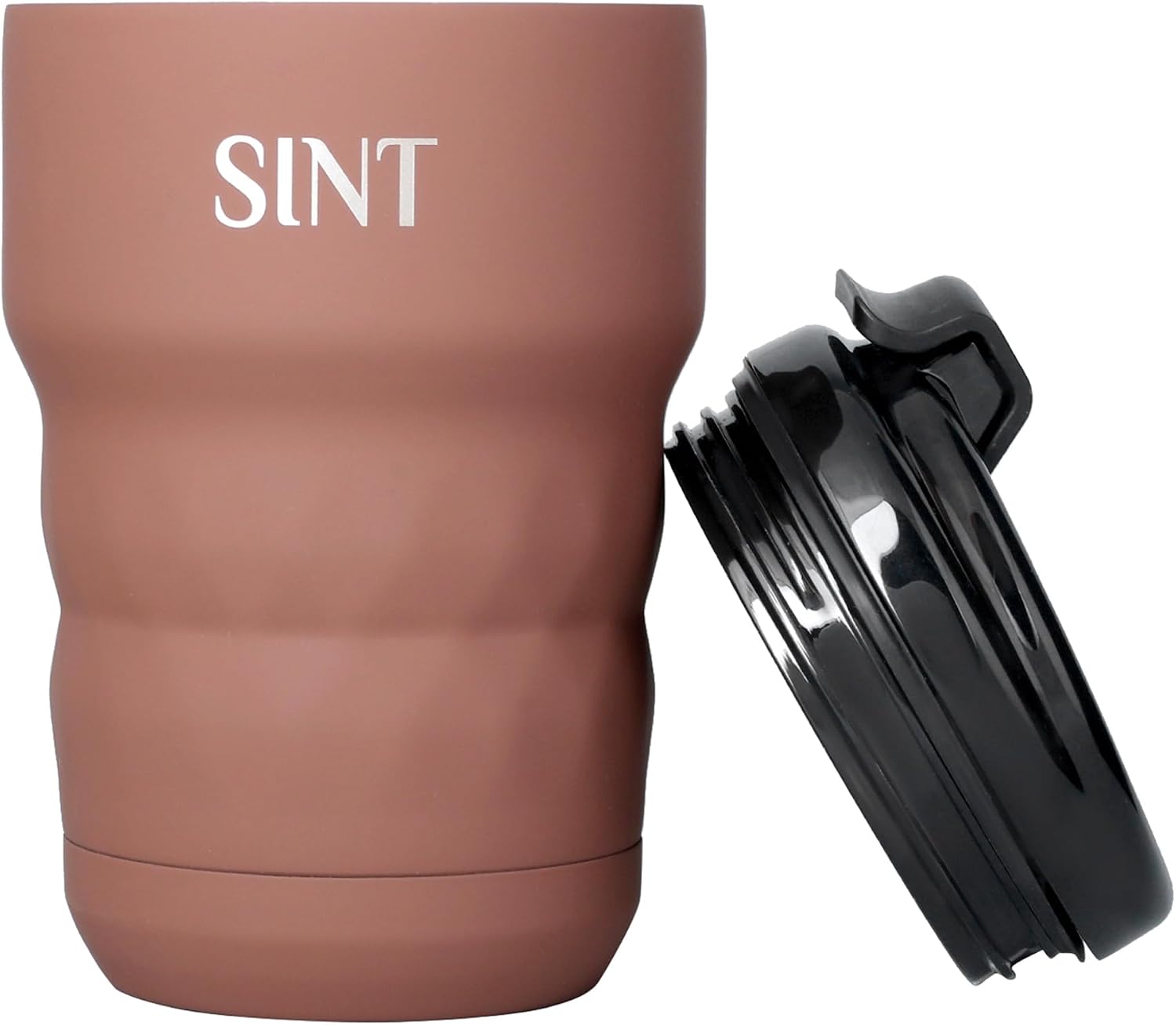 SINT Insulated Coffee Mug 12 oz, Insulated Coffee Cups with Flip Lid, Stainless Steel Coffee Mugs Spill Proof, Double Wall Vacuum Tumblers, Reusable To Go Mug for Hot/Ice Coffee Tea - Brown