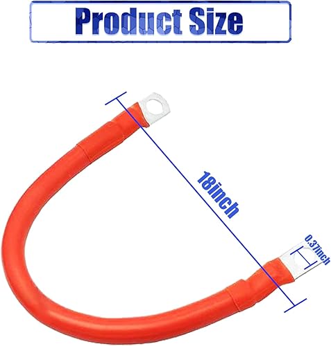 Miniatura 2 de Miytsya Juego de 2 cables inversores de batería AWG, línea de cable de batería de silicona de 18 pulgadas, con lengüetas de cobre negativas
