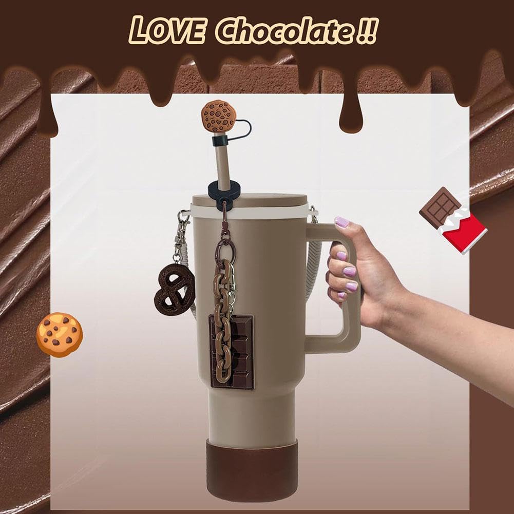 Accessori marroni per Stanley Cup 30 & 1134 g, per Stanley Cup set di accessori include coperture per cannuccia da 1 cm, cinturino riutilizzabile per bottiglia d'acqua, carino per ciondoli Stanley e