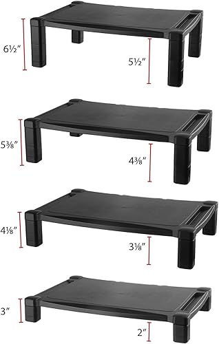 Miniatura 36 de Kantek Soporte para monitor de un solo nivel, 17" X 13.25" X 3" a 6.5", negro, soporta 50 libras