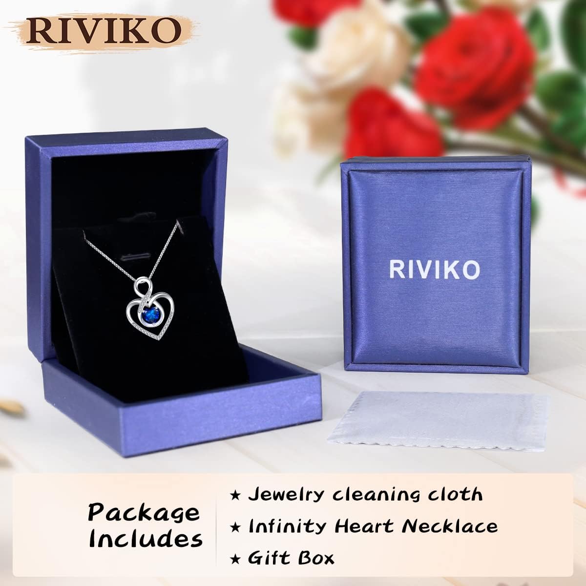 RIVIKO Infinity Heart Symbol Necklace for Women 925 Sterling Silver Love Heart Pendant Valentine's Day Anniversary Birthday Christmas Jewelry Gifts for Women Mom Wife Sister Her Friends - Image 6