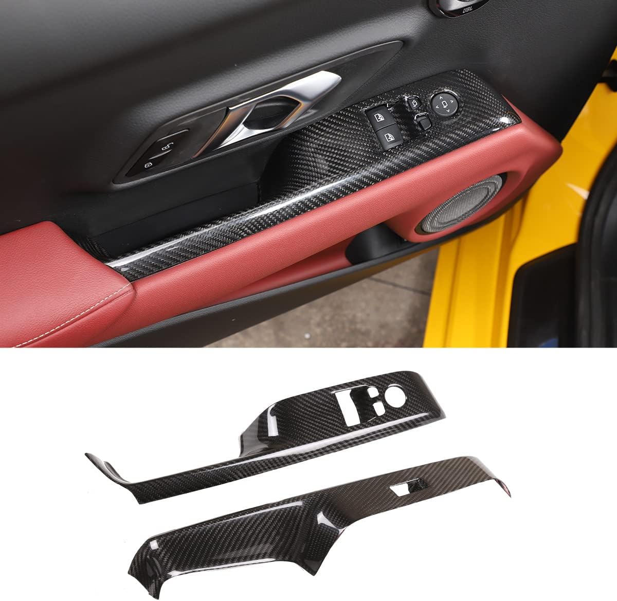 Fit for Toyota Supra GR A90 MK5 2019 to 2024 Real Carbon Fiber Interior Trim Accessories Door armrest Window Switch Button Panel Decorative Cover