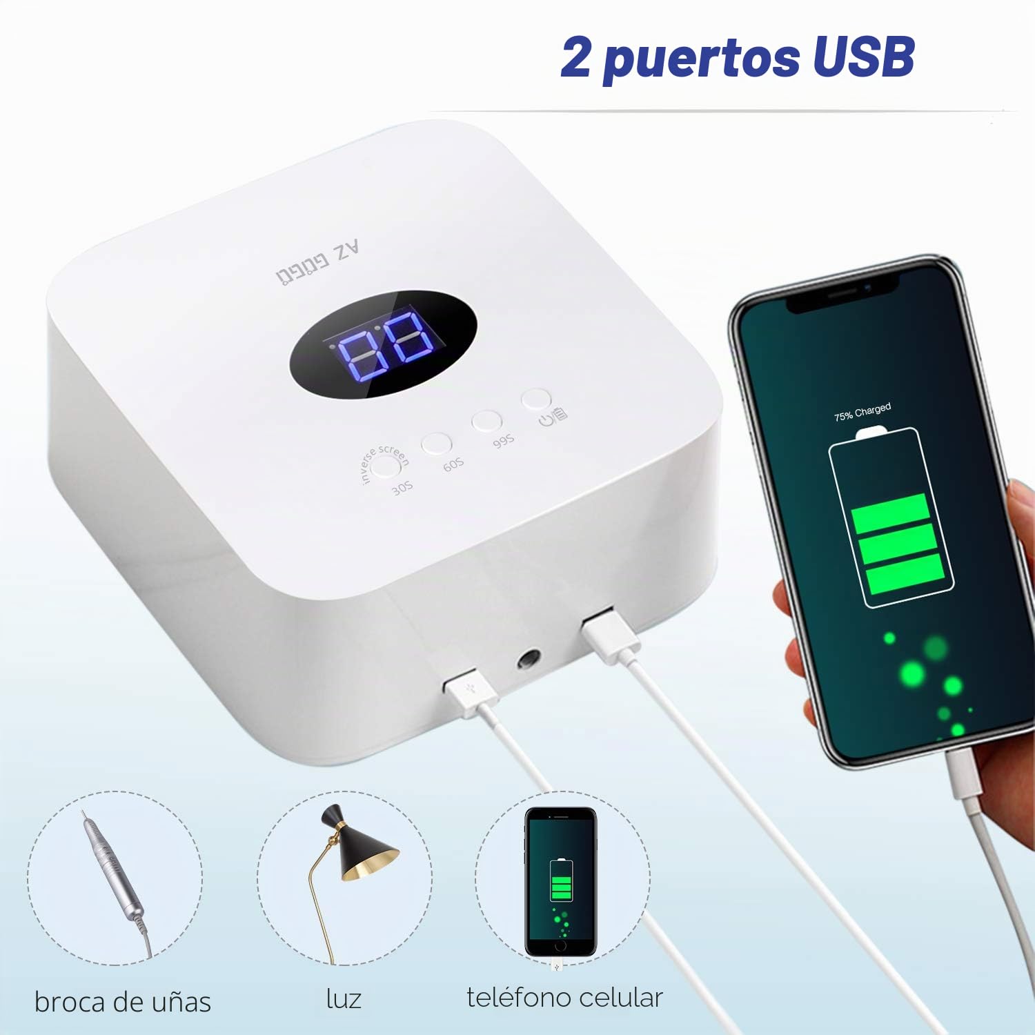 AZ GOGO Lámpara UV LED, Profesional 72W Lampara Secadora de Uñas, Lampara LED Uñas de Gel, UV Lamp Nails Lampara Uñas Semipermanentes, 30/60/99s Timer, con Pantalla LCD y Sensor Automático