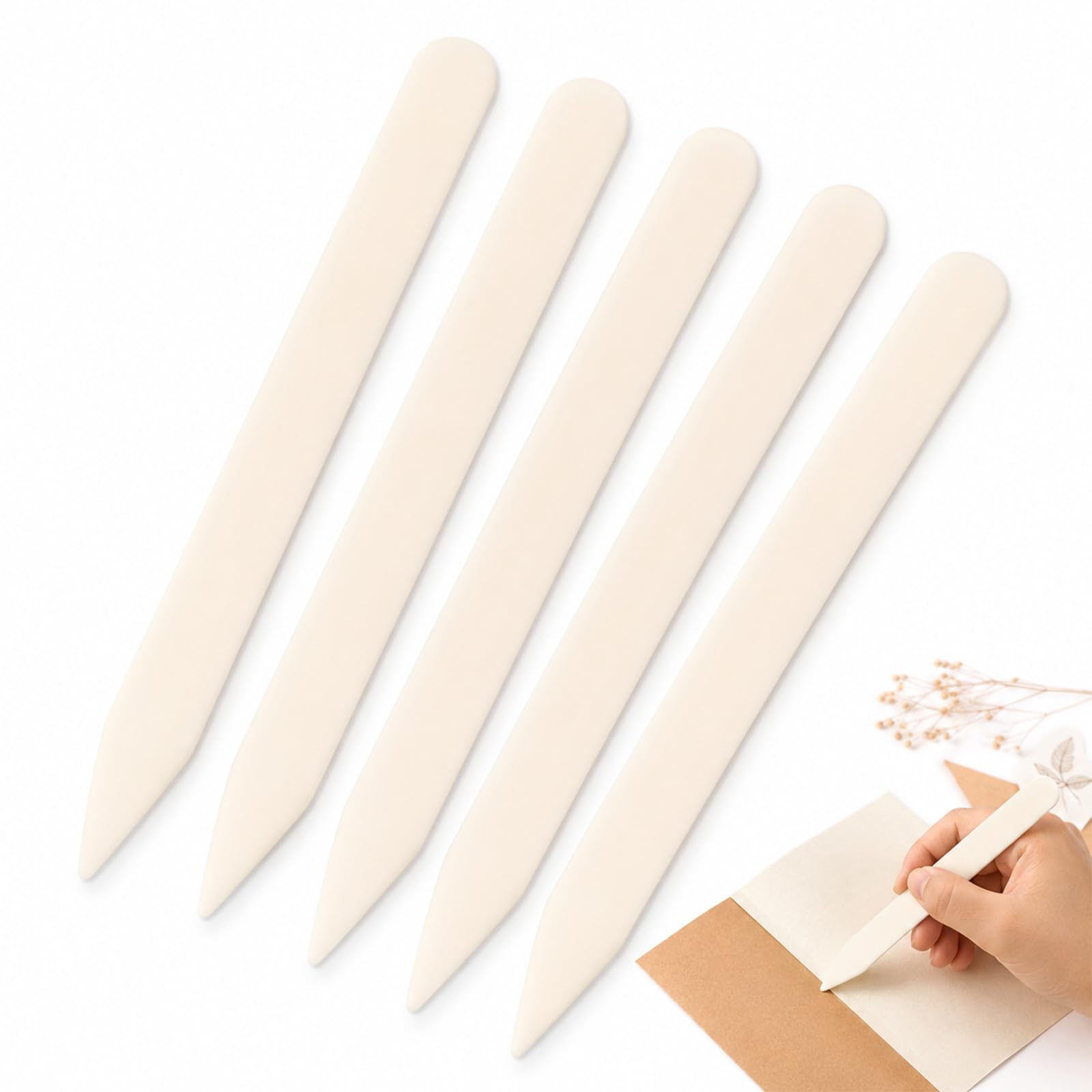 5 Pack Plastic Bone Folder – 8 Inch Scoring Folding Creasing Tool for Paper Crafting, Scrapbooking, Book Binding, Leather Crafts & Card Making