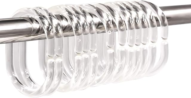 Top-Spring 24 Packs Shower Curtain Rings Plastic Curtain Rings Hook Hanger Bath Drape Loop Clip Glide Bathroom Shower Window Rod (Clear)