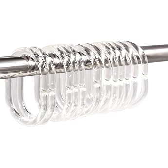 Top-Spring Plastic Shower Curtain Rings - Pack of 24 - Clear