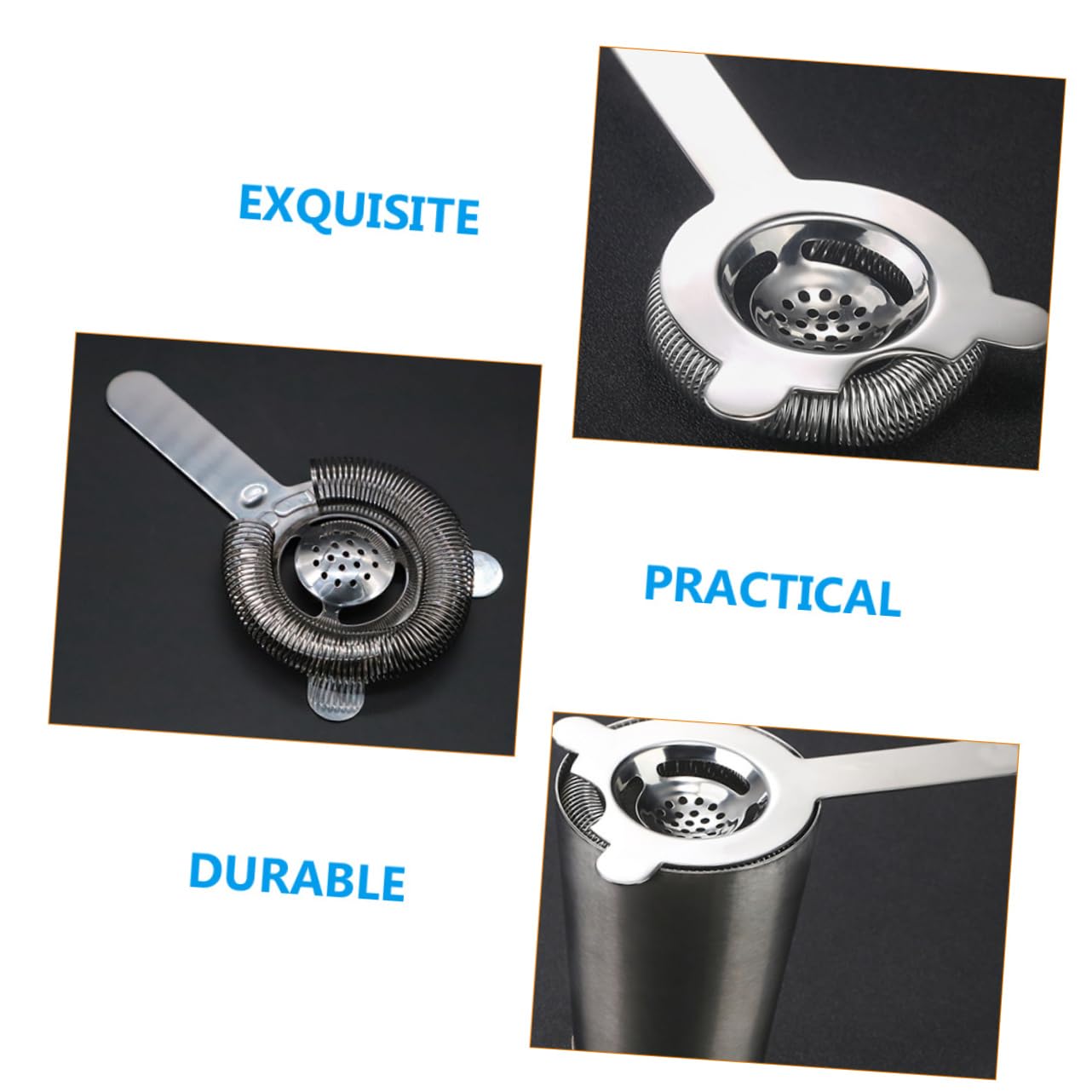 ABOOFAN 3 Piezas Colador de Cóctel Profesional Inoxidable Resistente para Bebidas y Hielo Accesorio de Bar para Mezclas y Cócteles