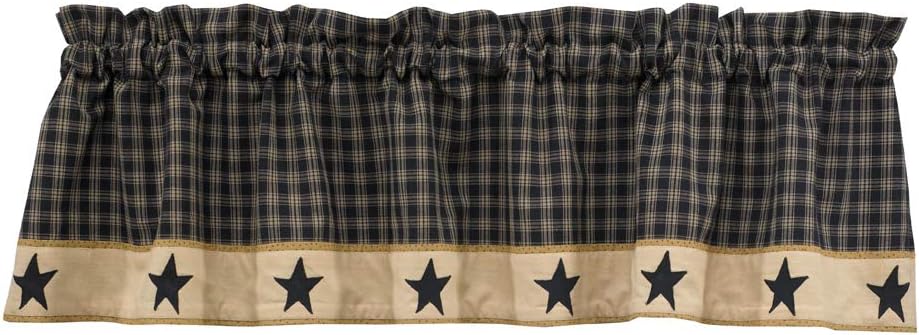 Park Designs Farmhouse Kitchen Valances for Windows - Sturbridge Star Lined | Fall Decor Window Valance Curtain | Plaid Curtain Windows | 60"x14"