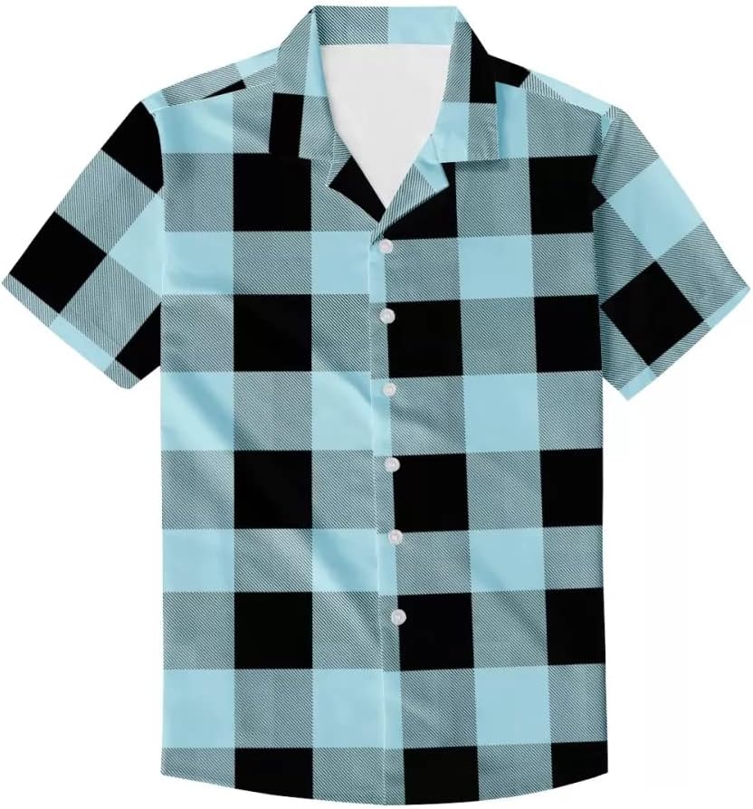 Amzbeauty Men's Buffalo Plaid Outdoor Recreation Clothing Casual Button Down Shirts for Party Club Hip Hop