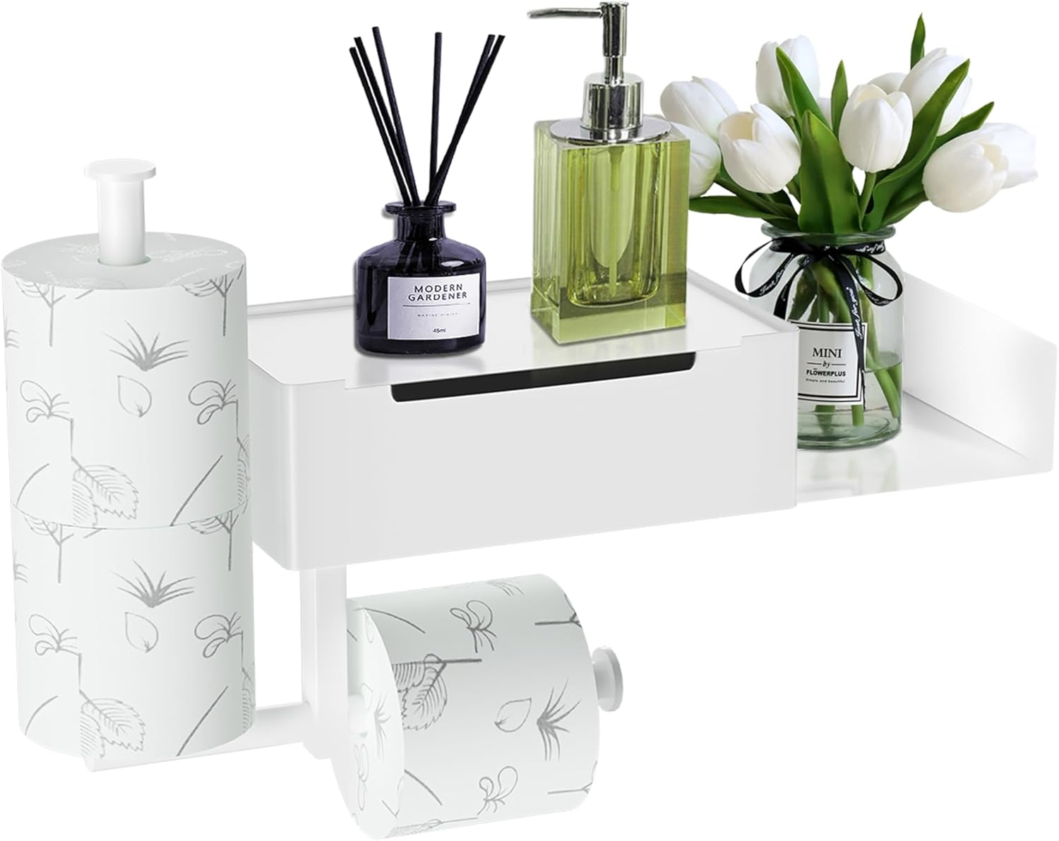 CHARMNAIL Toilettenpapierhalter Ohne Bohren - Mit Ablage & Feuchttücherfach