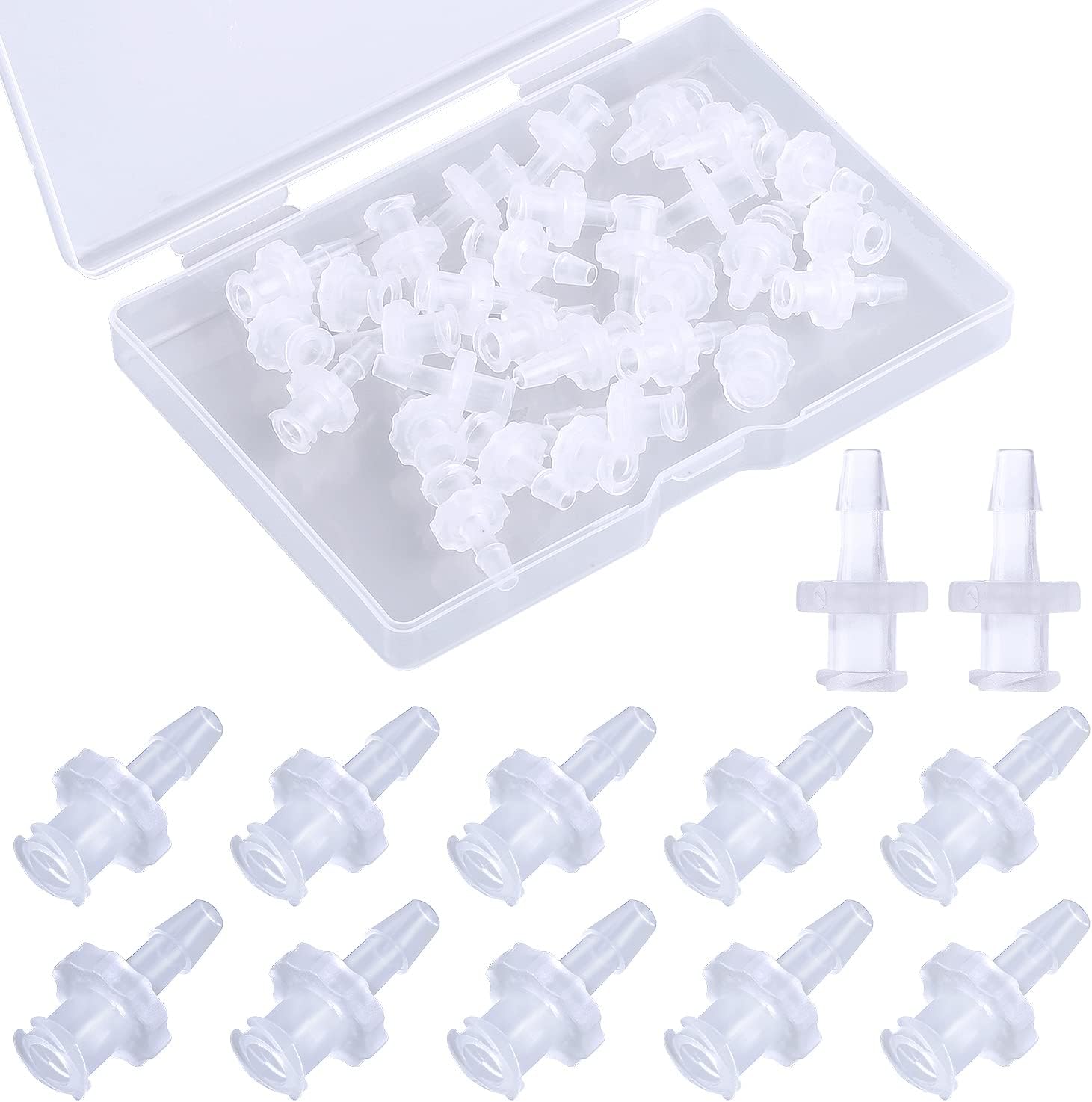AIEX 30pcs Luer Lock Connector Female, Transparent Female Luer Lock Adapter 1/8" Luer Lock Connectors to Syringe Coupling Adapter (3.2mm)