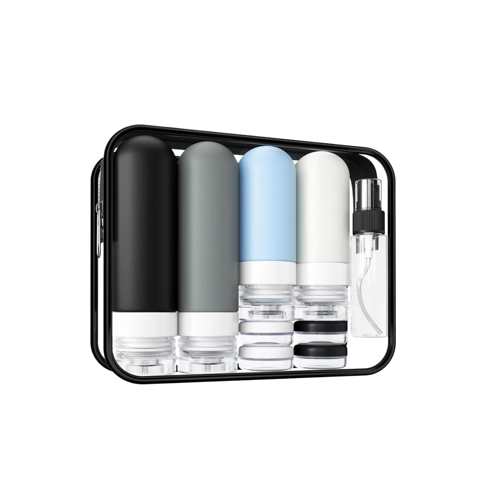 SKPVPOKOYL Silicone Dispenser Bottle Set Lotion Spray Squeeze Empty(Black)
