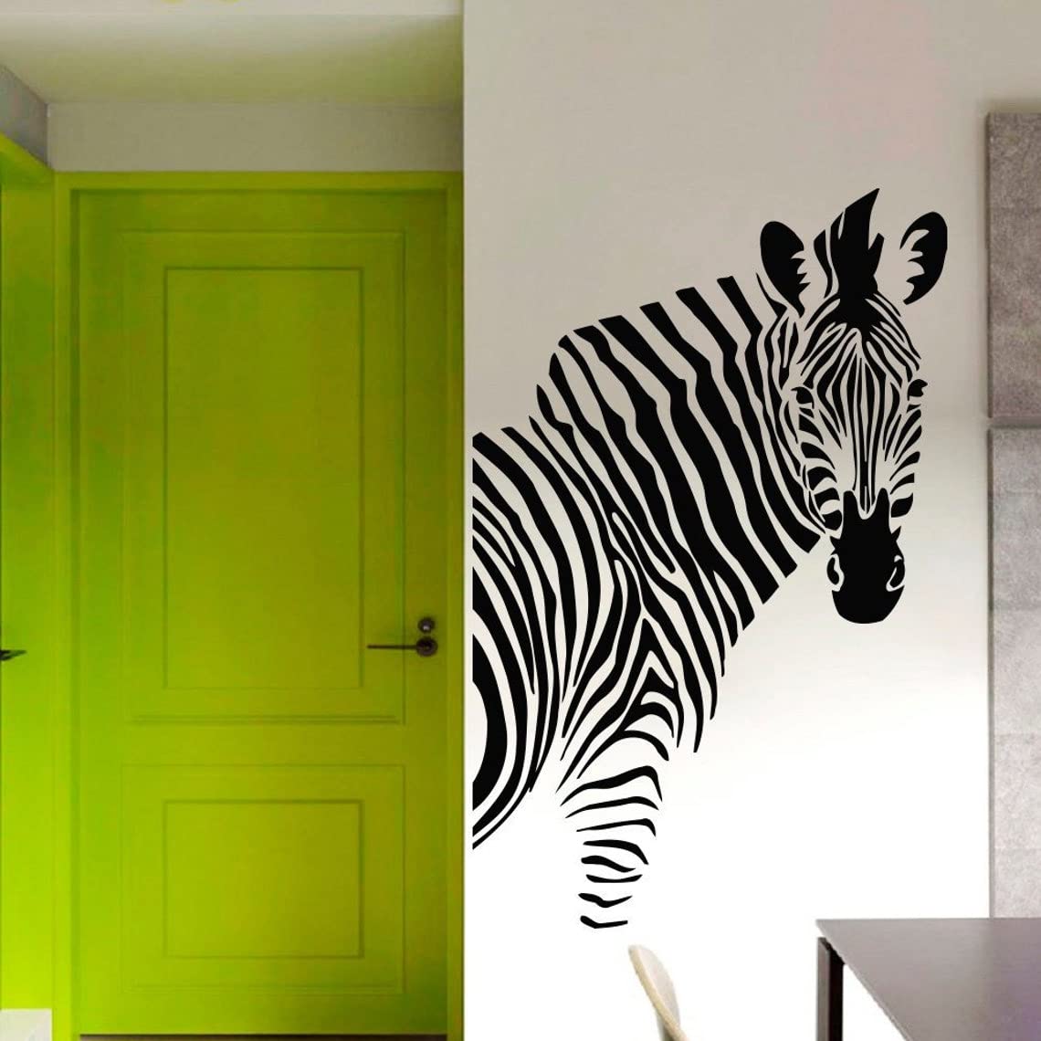 Grands stickers muraux tête de zèbre noir et décoration animaux