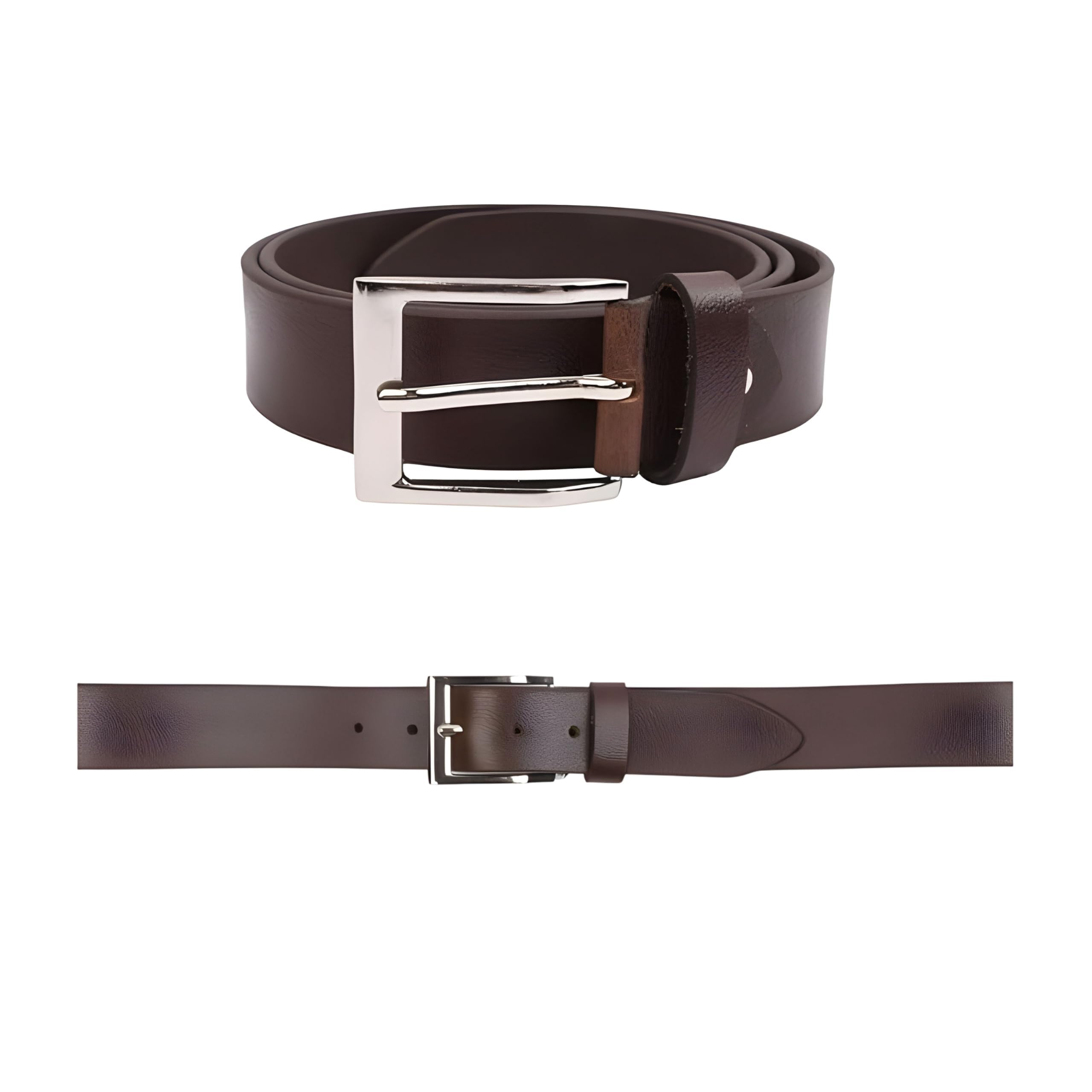 pompi Full Grain Leather Belt for Men | Vegetable Tanned Printed Leather | 34mm Width Formal Casual Belt | Adjustable Screw Buckle Zinc Finish | 3.5mm Thick 28-40 Size-picture-31