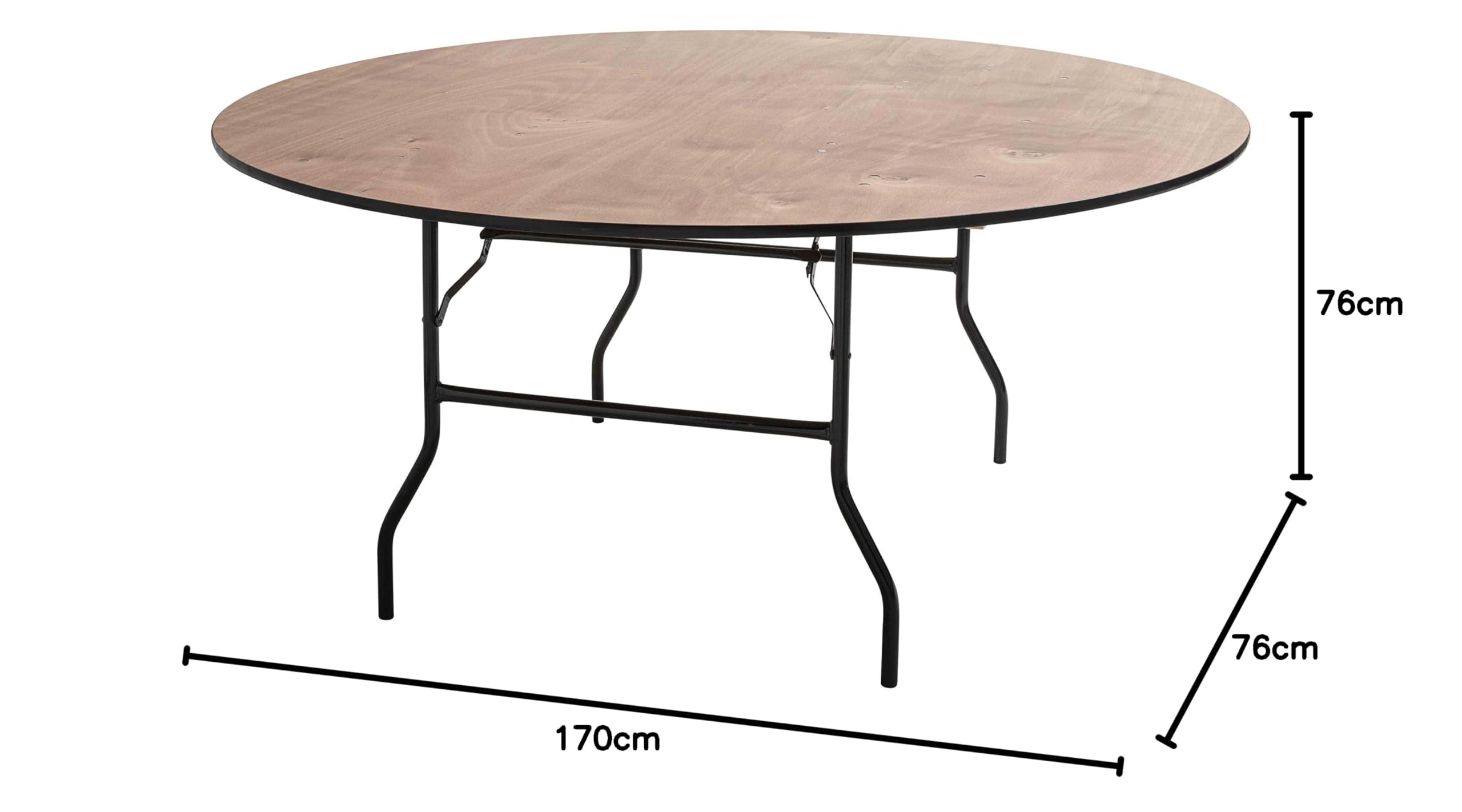 mobeventpro- mesa plegable redonda en madera 10 Plazas 170 cm Buffet olla – 170 cm x 76 cm x 170 cm