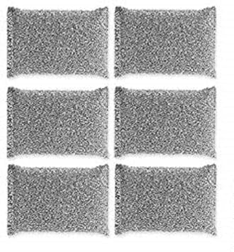 6 Pieces Non-Scratch Scrub Sponges Pads, Cleaning Scrub Sponge, Dish Wash Sponge, Kitchen Sponge, Multi-Use Heavy Duty Scrub Sponge - Silver